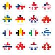 world flags as jigsaw puzzle piece