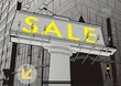 Design template of a large billboard sign featuring “SALE” text. Design template of a large billboard sign featuring “SALE” text.