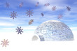 Igloo and snowflake.