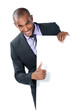 homme d'affaire panneau blanc