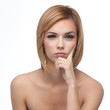 portrait of a young woman, thinking