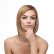 young woman, thinking, with a smile