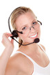 Foto: lächelnde junge frau mit headset lächelnde junge frau mit headset