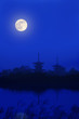 満月と寺院