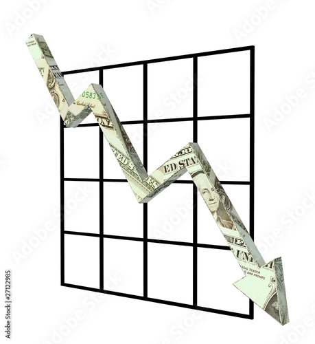 Illustration: dollar graph down dollar graph down
