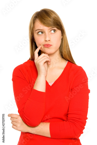 Photo: Thinking woman looking up Thinking woman looking up