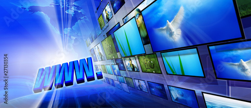 Illustration: Blue internet background (Global and Communication concept) Blue internet background (Global and Communication concept)
