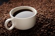 coffee beans with white cup