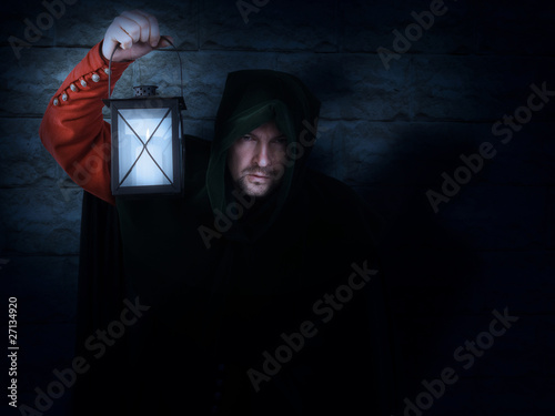 Photo: Night watchman with a lantern Night watchman with a lantern