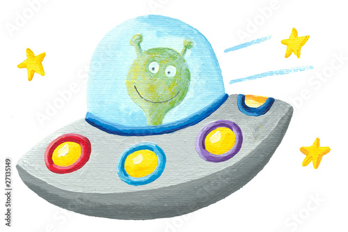 Illustration: UFO & Cute Alien UFO & Cute Alien