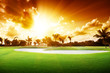sunset on golf field sunset on golf field