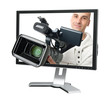 Cameraman in a computer monitor