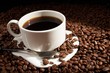 coffee beans with white cup