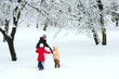 Family in winter park