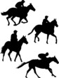 collection of jockeys silhouette - vector