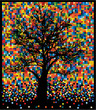 tree on colorful squares