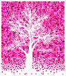 white tree on pinky squares
