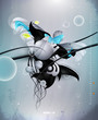 abstract forms, design elements, graffiti