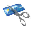 scissors cutting credit card 3d illustration