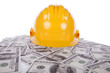 Construction helmet over a lot of money
