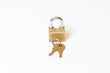 yellow iron lock with keys on a white background yellow iron lock with keys on a white background