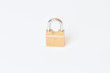 yellow iron lock on a white background yellow iron lock on a white background
