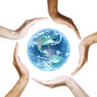 Earth with multiracial human hands. on white background. Earth with multiracial human hands. on white background.