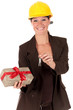Smiling female building contractor
