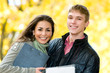 Portrait of happy students outdoors Portrait of happy students outdoors