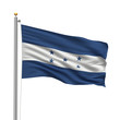 Flag of Honduras waving in the wind in front of white background