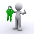 3d human with keys in hand
