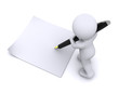 Photographie : little 3d character write a card with big pen