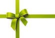 Present wrapped with green silk ribbon