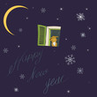 Card. New year. About a cat