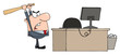Photo en ligne au meilleur prix Angry Businessman With Baseball Bat In Office