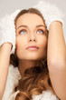 beautiful woman in white gloves