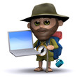 3d Hiker has a laptop 3d Hiker has a laptop