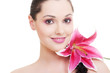 lovely woman with purple flower