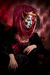 cool Venetian mask makeup over vintage interior
