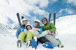 Happy family ski team