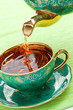 tea in antique porcelain mug tea in antique porcelain mug