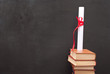 Chalkboard with a diploma and books