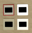 vintage background with four types of slide photography mounts
