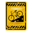 Downhill bicycle sign isolated over white
