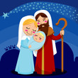 Jesus, Mary and Joseph under the shining star of Bethlehem