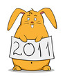 Funny cartoon fat rabbit with new year poster
