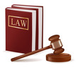 Judge gavel and law books. Photo-realistic vector.