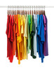 Colors of rainbow, shirts on wooden hangers Colors of rainbow, shirts on wooden hangers