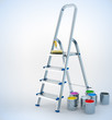 Photo: metal stepladder and paint for maintenance work metal stepladder and paint for maintenance work