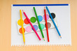Art concept with painters palette and paint brush